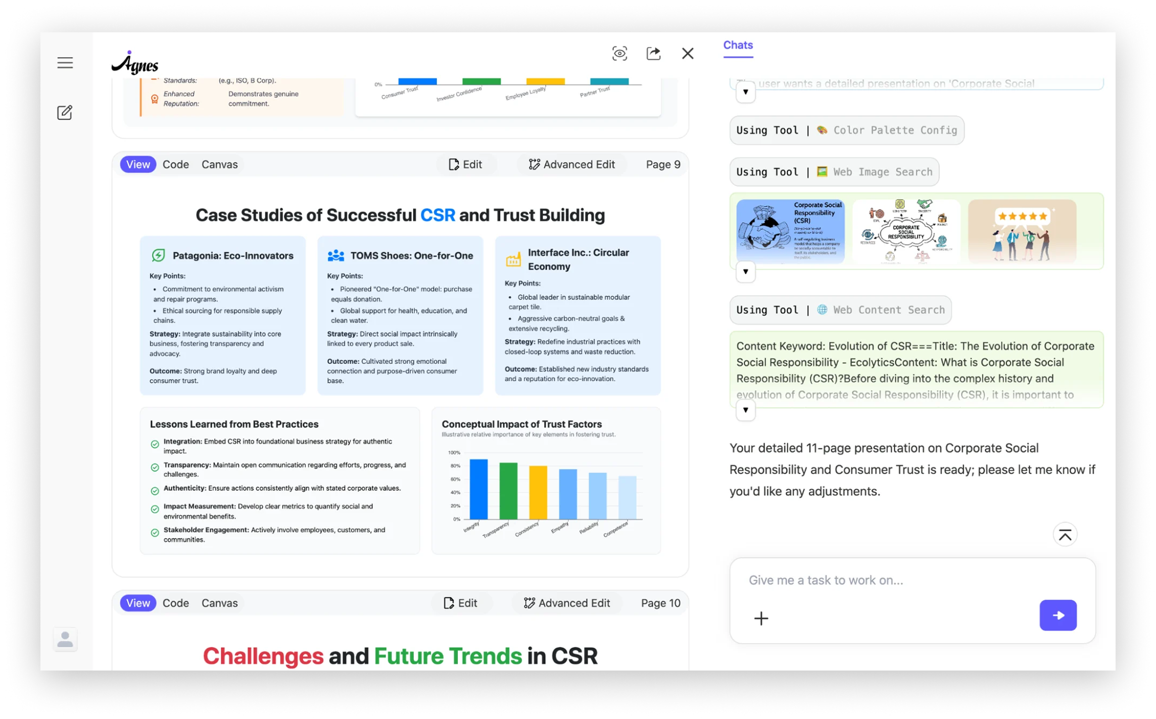 Agnes AI workspace screenshot