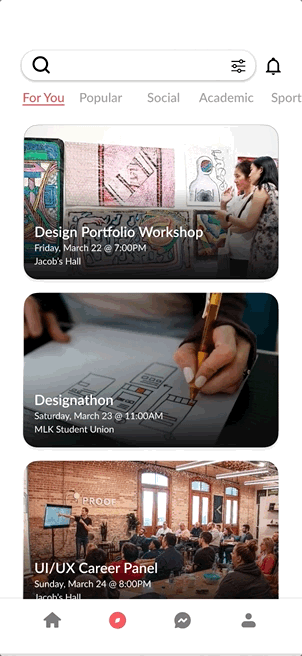 Personalized search page with filters